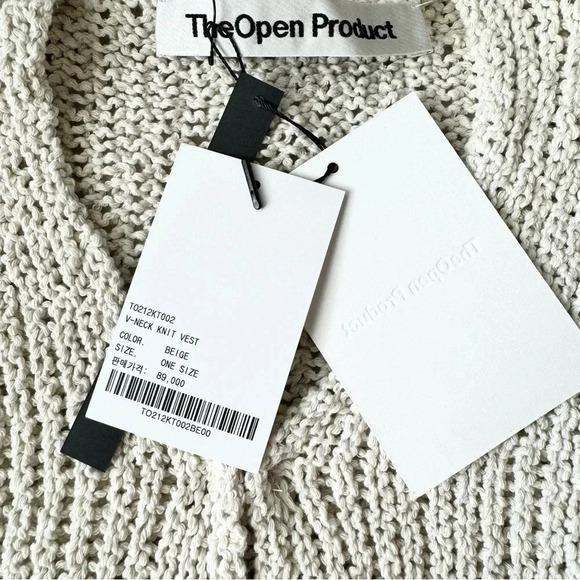 NWT TheOpen Product V NECK KNIT VEST Beige One Size - Picture 10 of 17